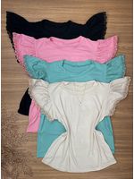 Blusa Manga Babado Guipir Preta