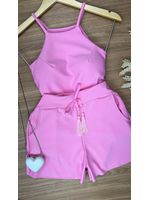 Conjunto Neoprene Blusa e Short Rosa