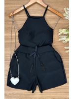 Conjunto Neoprene Blusa e Short Preto