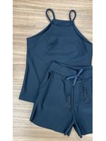 Conjunto Neoprene Blusa e Short Preto