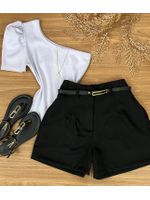 Short Alfaiataria Com Cinto Preto