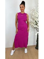 Vestido T-shirt Regata Midi Fucsia 