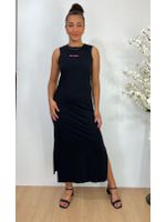 Vestido T-shirt Regata Midi Preto 