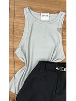 Blusa Regata Canelada Cinza