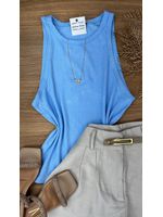 Blusa Regata Canelada Azul