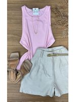 Blusa Regata Canelada Rosa