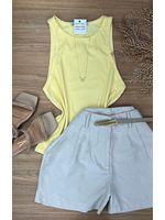 Blusa Regata Canelada Amarela