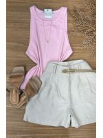 Blusa Regata Canelada Rosa