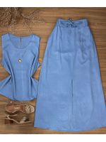 Conjunto Saia Midi Azul