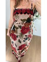 Vestido Tule Estampado Longo Inspiração Farm