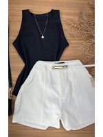 Short Alfaiataria Com Cinto Branco
