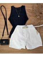 Short Alfaiataria Com Cinto Branco