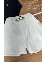 Short Alfaiataria Com Cinto Branco