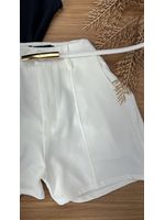 Short Alfaiataria Com Cinto Branco