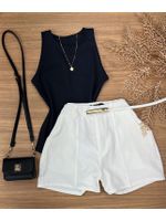Short Alfaiataria Com Cinto Branco