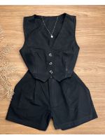 Conjunto Alfaiataria Preto com Colete & Short