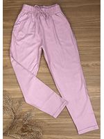 Calça Reta Em Linho Rosa