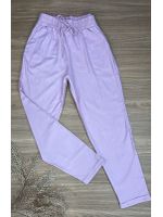 Calça Reta Em Linho Rosa