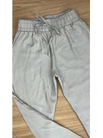 Calça Reta Em Linho Bege