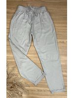Calça Reta Em Linho Bege