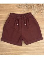 Short Boxer Linho Marrom Escuro