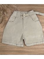 Short Sarja Cenoura Com Cinto Bege