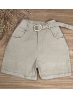 Short Sarja Cenoura Com Cinto Bege