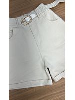 Short Sarja Cenoura Com Cinto Bege Claro