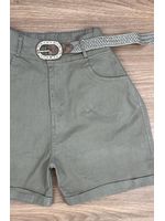Short Sarja Cenoura Com Cinto Caqui