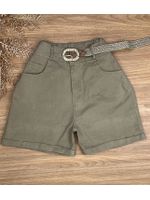 Short Sarja Cenoura Com Cinto Caqui