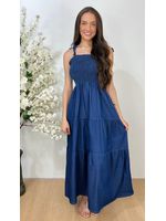 Vestido Longo Jeans alça com Amarração