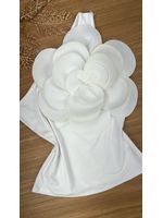 Blusa Nula manga com Flor Branca