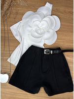 Short Alfaiataria Com Cinto Preto