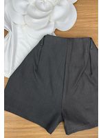 Short Alfaiataria Com Cinto Cinza