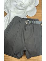 Short Alfaiataria Com Cinto Cinza
