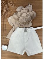 Short Alfaiataria Com Cinto Branco