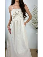 Vestido Midi Linho com Laço Cru