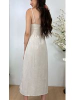 Vestido Midi Linho com Laço Cru