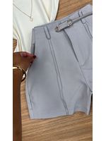 Short com Cinto Alfaiataria Cinza