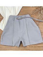 Short com Cinto Alfaiataria Cinza