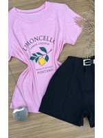 Blusa Tee Shirt Estampa Limão Rosa