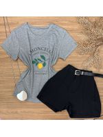 Blusa Tee Shirt Estampa Limão Cinza
