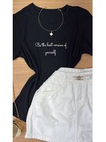 Blusa Tee Shirt Frase Preta