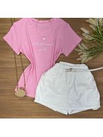 Blusa Tee Shirt Frase Rosa