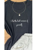 Blusa Tee Shirt Frase Preta