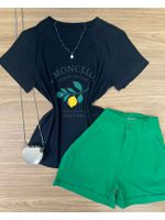 Blusa Tee Shirt Estampa Limão Preta