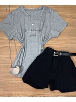 Blusa Tee Shirt Frase Cinza