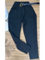 Calça Alfaiataria com Cinto Preta 