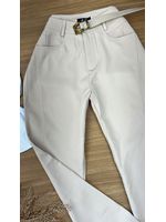 Calça Alfaiataria com Cinto Bege
