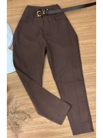 Calça Alfaiataria com Cinto Marrom